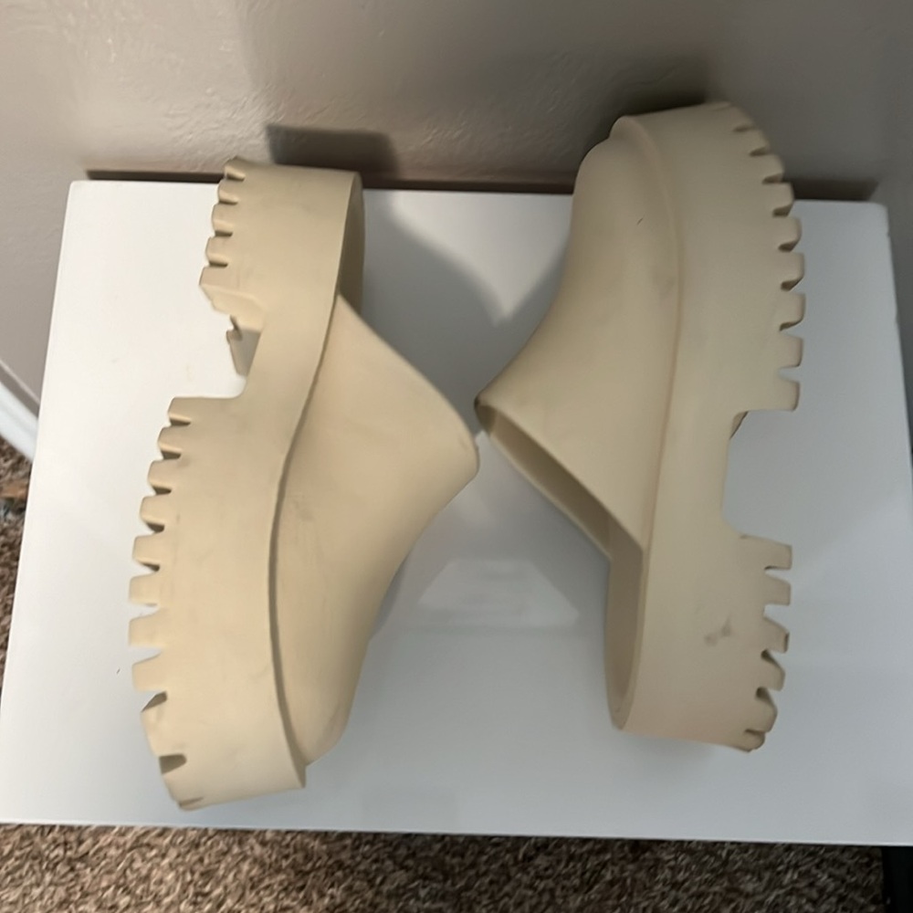 Jeffrey Campbell Bae platform mules, beige